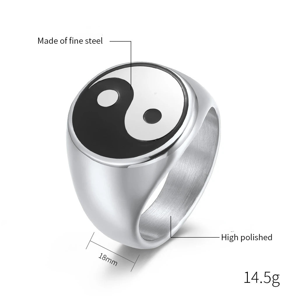 Yin-Yang Taiji Ring - Stainless Steel Chinese Style Jewelry